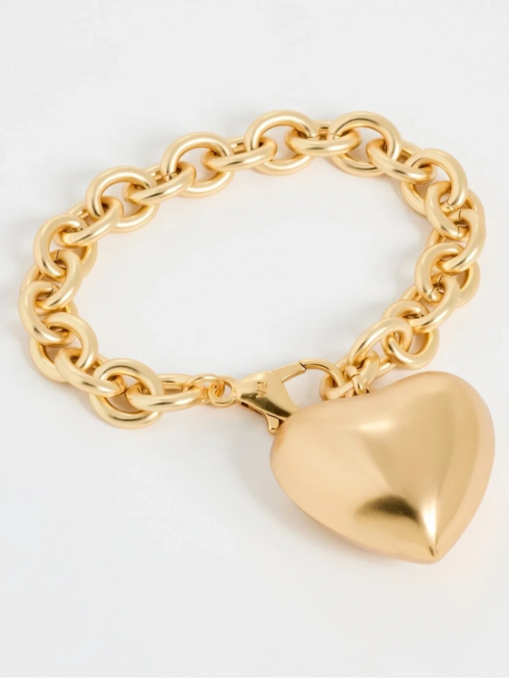 NWOT Roxanne Assoulin Gold Puffy Heart Charm Bracelet